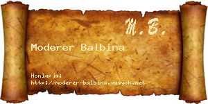 Moderer Balbina névjegykártya